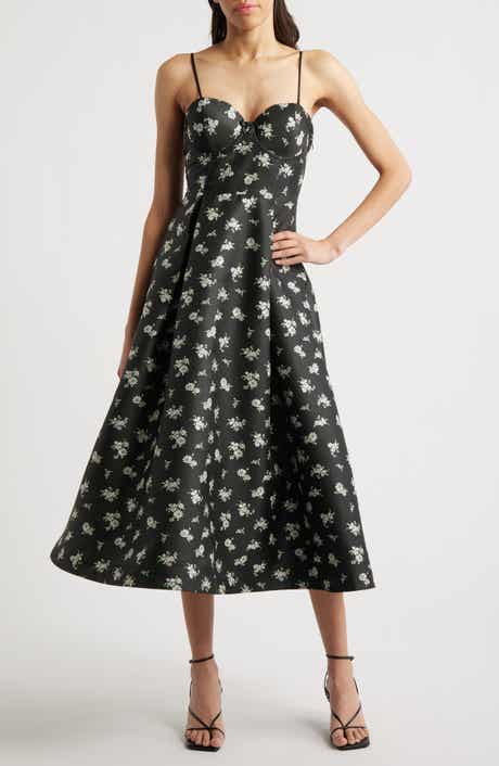 Lulus Quinn Floral Midi Cocktail Dress