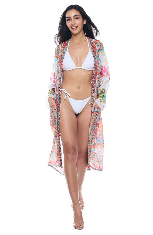 Ranee's Ranees Floral Cover-up Duster In White