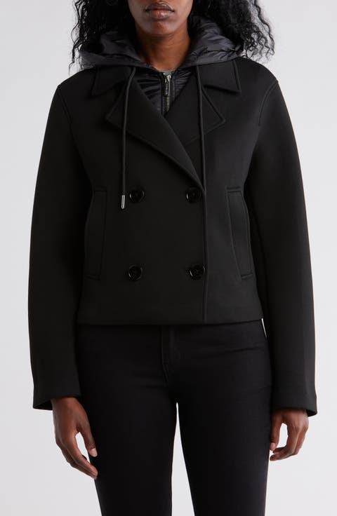 Double Breasted Crop Trench Coat with Bib