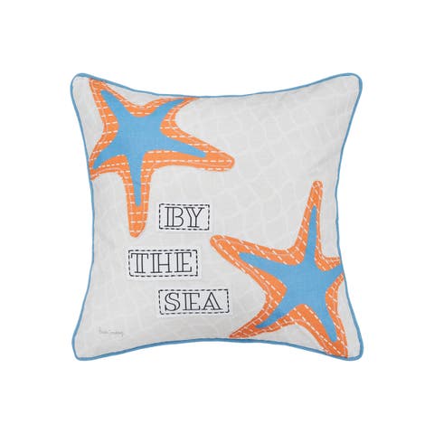 Starfish By The Sea Printed and Applique Accent Throw Pillow