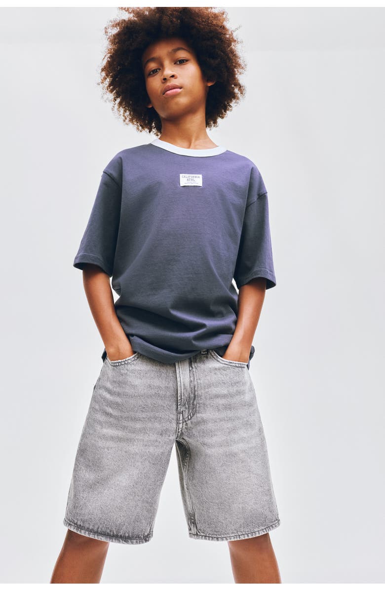 H&M Loose-fit denim shorts, Main, color, Gray