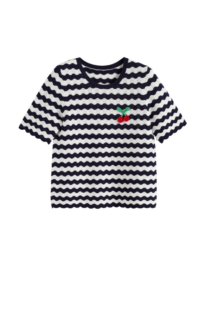 Chinti & Parker Cherry Crochet Tee, Alternate, color, Blue/Cream