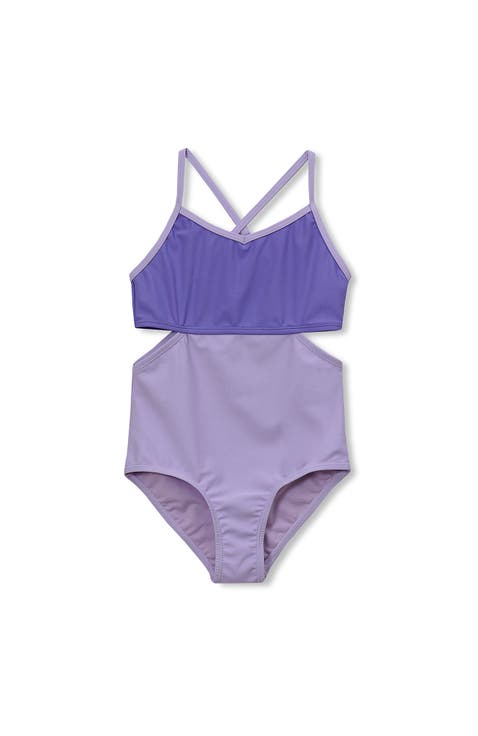 Girls Wrap Seersucker One Piece Swimsuit