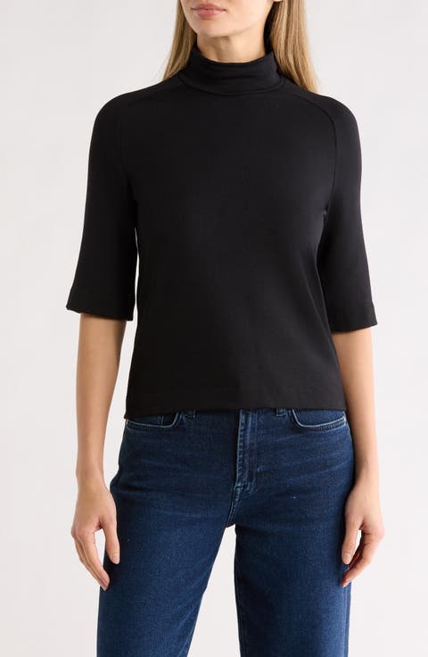 Mock Neck Short Sleeve Sweater