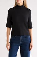 GO COUTURE Mock Neck Short Sleeve Sweater