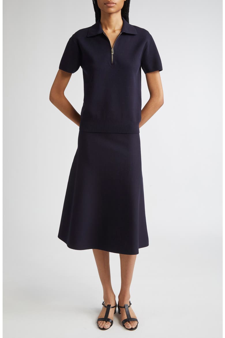 Giusy Knit Flared Skirt, Alternate, color, NAVY