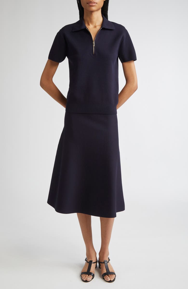 Max Mara Studio Teti Half Zip Polo, Alternate, color, Navy