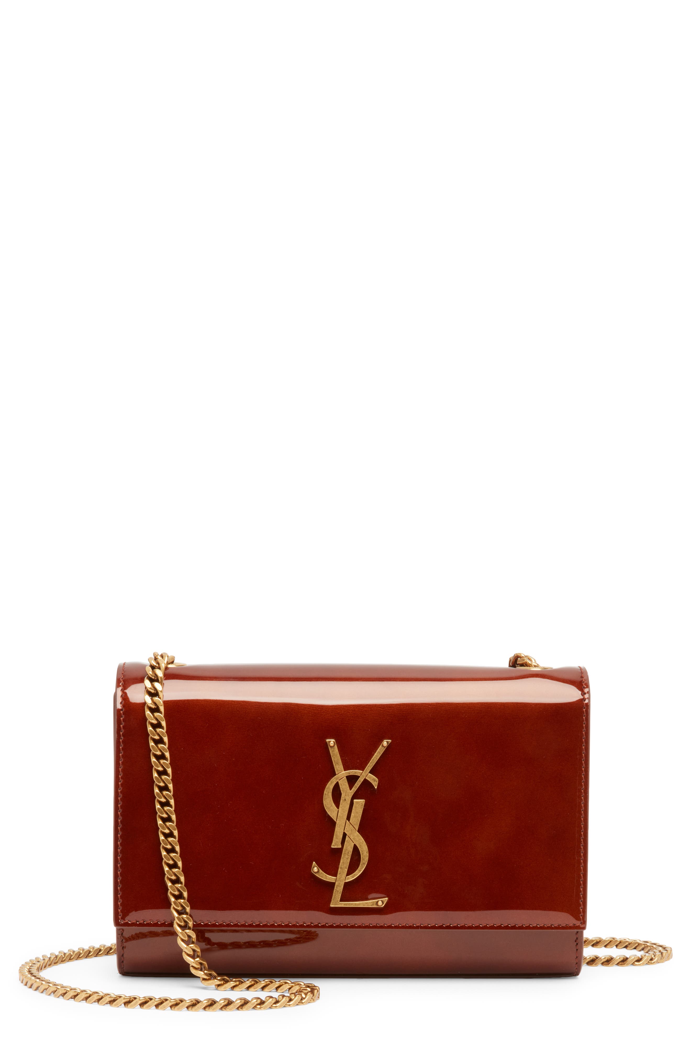 Saint Laurent Small Kate Patent Leather Shoulder Bag, Main, color, 