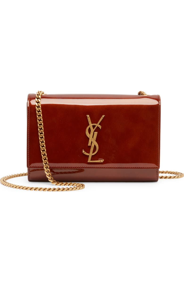 Saint Laurent Small Kate Patent Leather Shoulder Bag, Main, color,