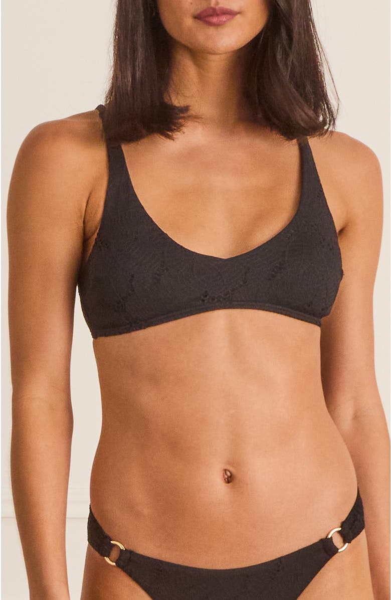 Aqua Blu V-Neck Amelia Bikini Top, Main, color, Black