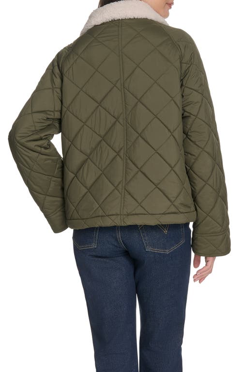 Levi's® Faux Shearling Lined Diamond Quilted Barn Jacket In Green