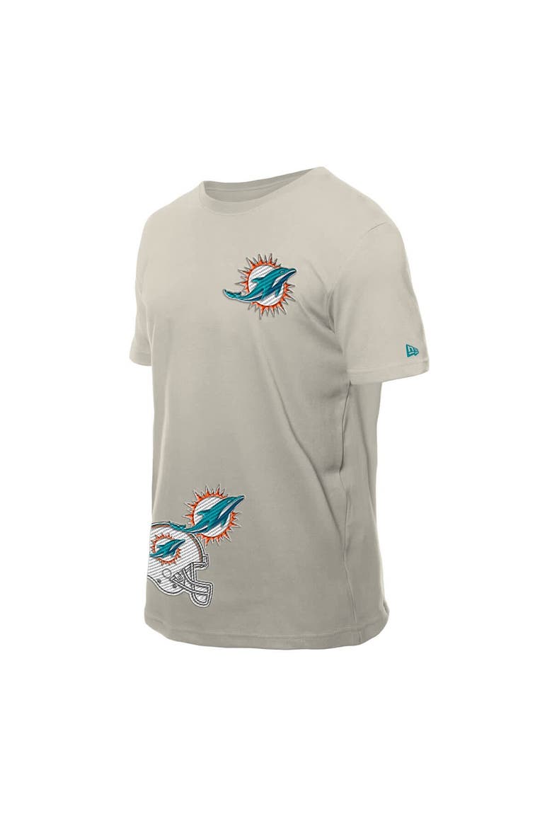 Men's New Era Light Beige Miami Dolphins Multi Patch T-Shirt, Alternate, color, Light Beige