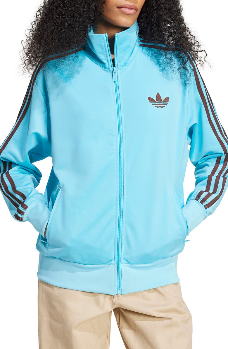 adidas Firebird Recycled Polyester Track Jacket, Main, color, Blue/ Auburn