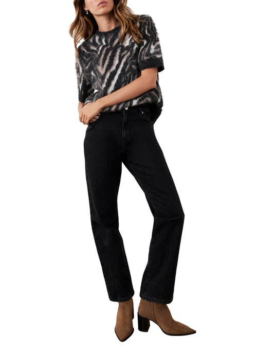 Mint Velvet Zebra Knit Top In Black