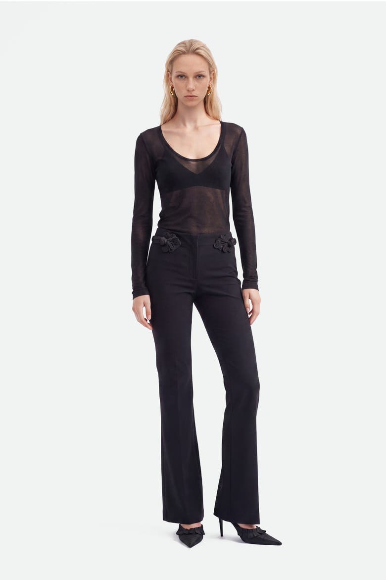 Accessory Detail Flare Trousers, Alternate, color, Black
