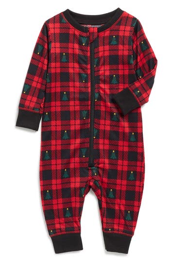 Jaclyn Matching Family Christmas Tree Fitted One-piece Pajamas In Red
