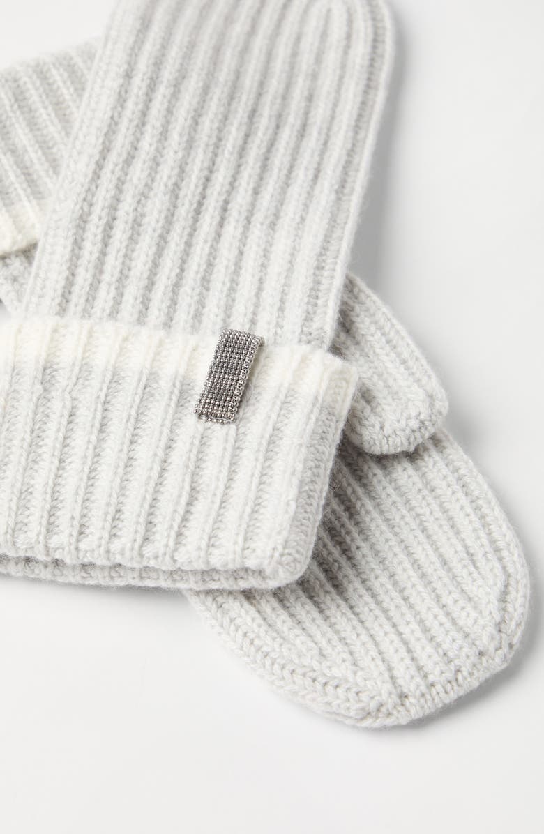 Brunello Cucinelli Knit mittens with monili, Alternate, color, 