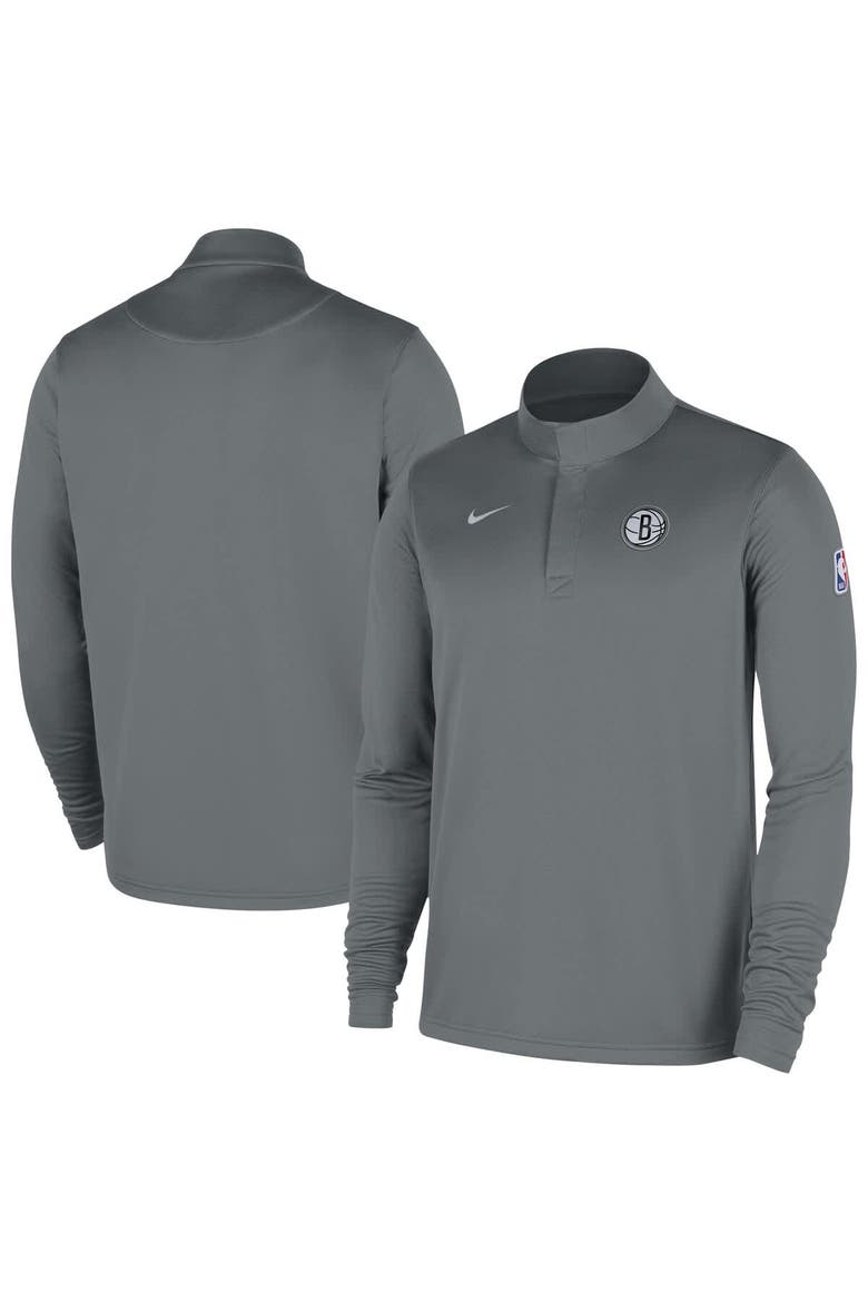 Men's Nike Gray Brooklyn Nets 2025/26 Authentic Coaches Quarter-Zip Dri-Fit Top, Main, color, Gray