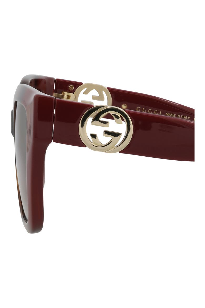54mm Rectangular Sunglasses, Alternate, color, HAVANA BURGUNDY BROWN
