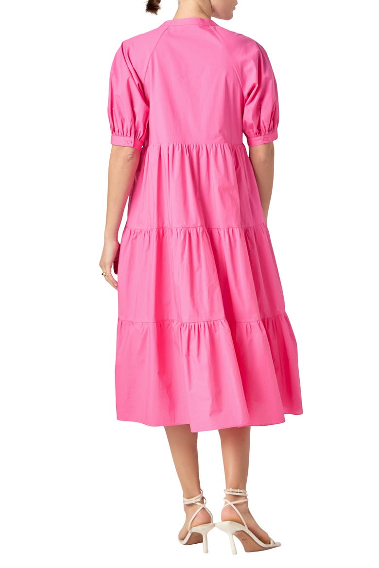 Puff Sleeve Dress, Alternate, color, HOT PINK