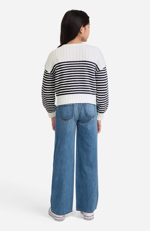 Abercrombie Kids Kids' Stripe Balloon Sleeve Sweater In Blue