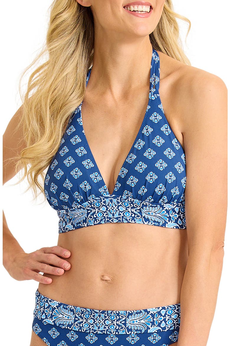 Noble Pineapple Reversible Halter Bikini Top, Main, color, INDIGO TIDE REV