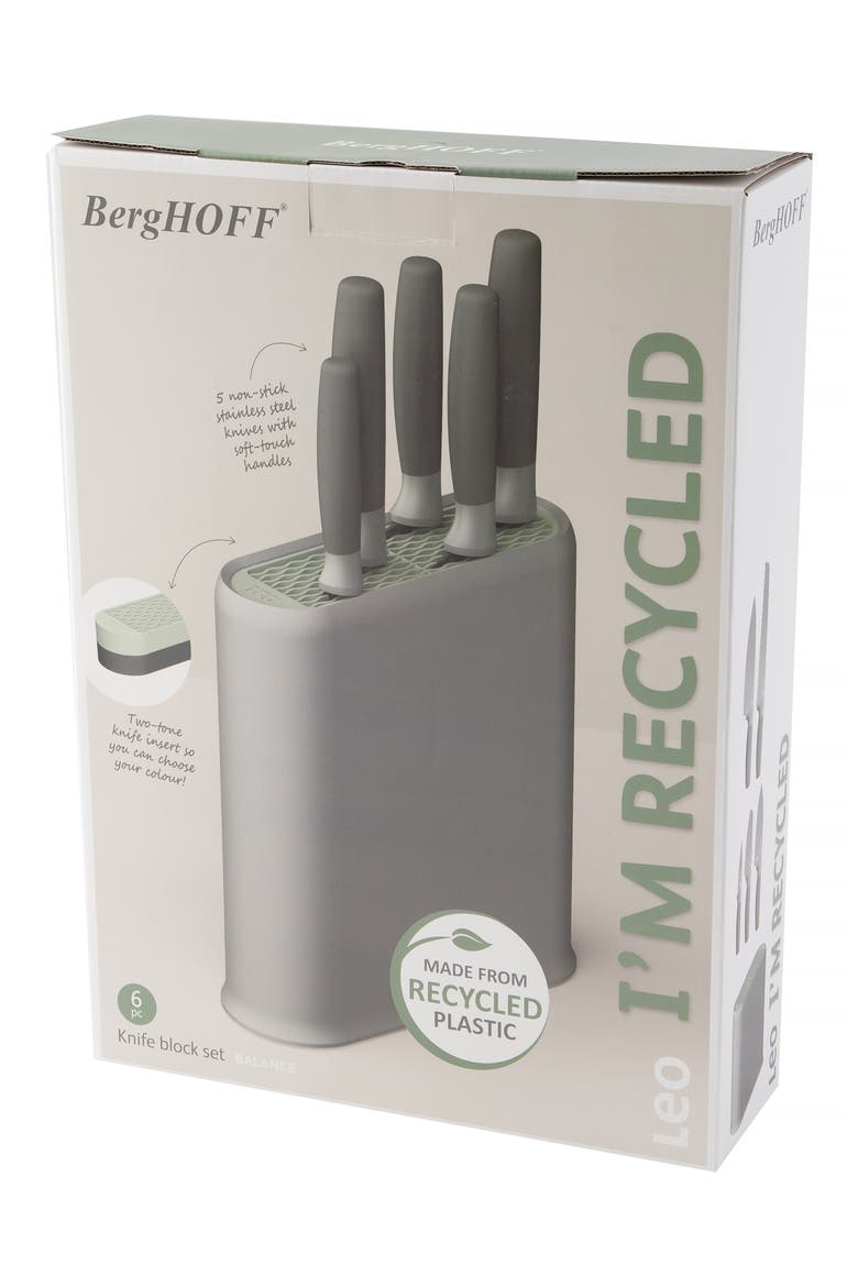 Leo Balance 6-Piece Knife Block, Alternate, color, GREEN
