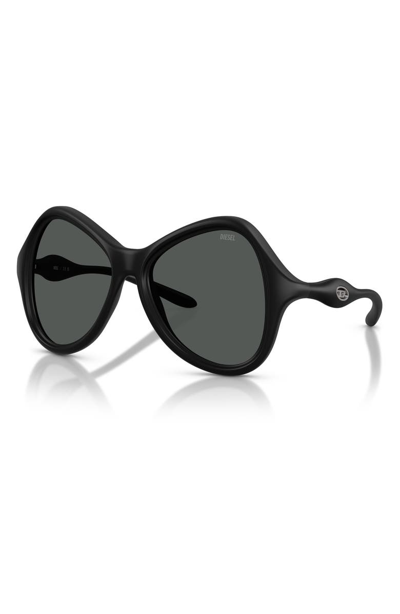 DIESEL<sup>®</sup> DL3010U 53mm Cat Eye Sunglasses, Alternate, color, Black Matte / Dark Grey