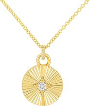 EF Collection 14K Gold Fluted Diamond Disc Pendant Necklace