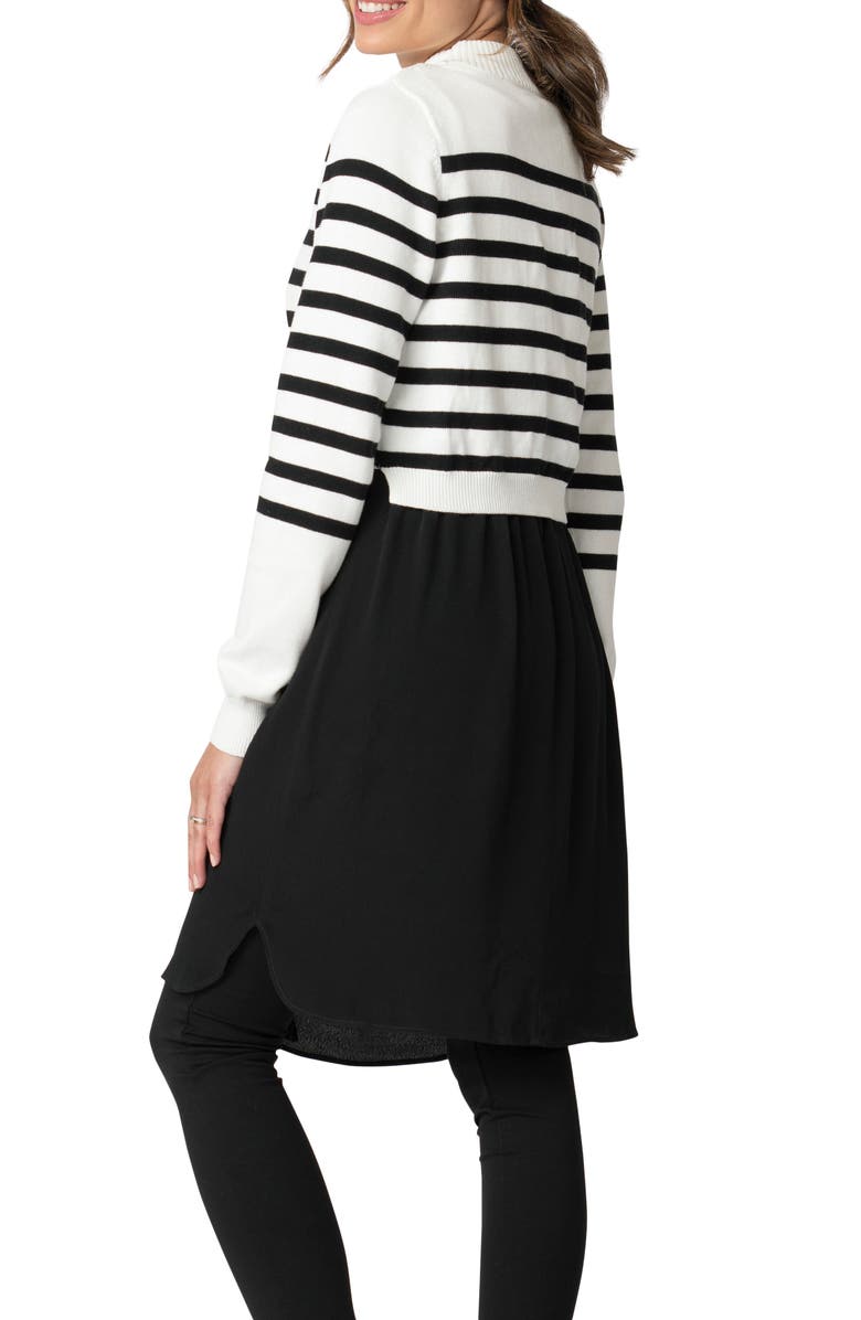 Seraphine Button Front Dress & Stripe Sweater Maternity/Nursing Set, Alternate, color, 