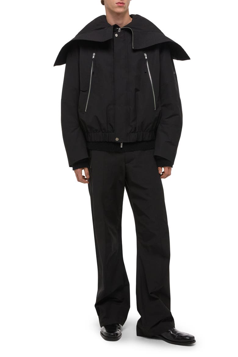 Cotton Blend Bomber Jacket, Alternate, color, BLACK