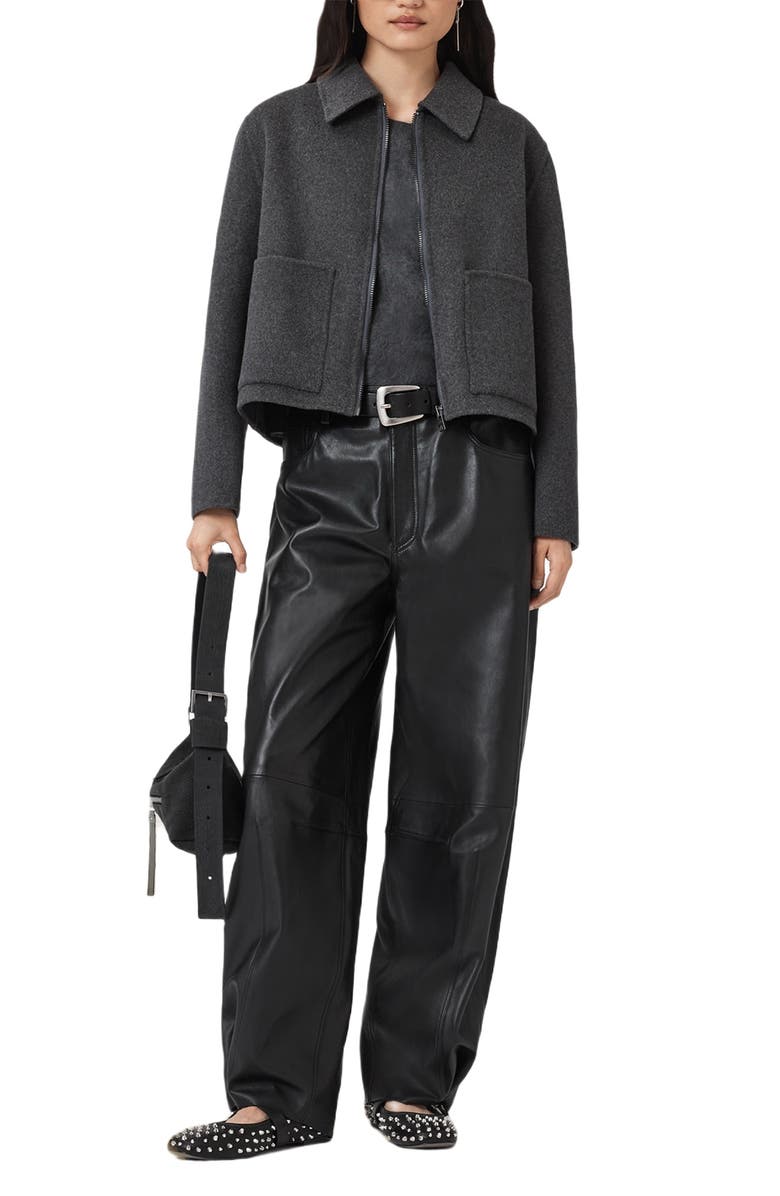 AllSaints Seannah Wool Blend Jacket, Alternate, color, Charcoal Grey