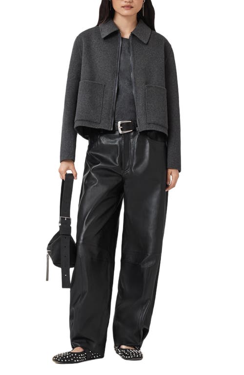 Allsaints Womens Charcoal Grey Seannah Regular-fit Zip-up Wool-blend Jacket In Gray