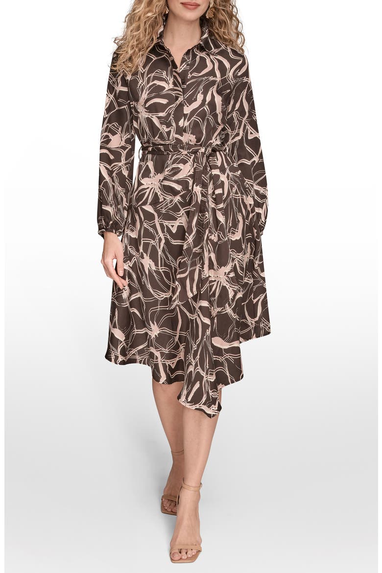 Long Sleeve Belted Shirtdress, Main, color, CHOCOLATE PLUM