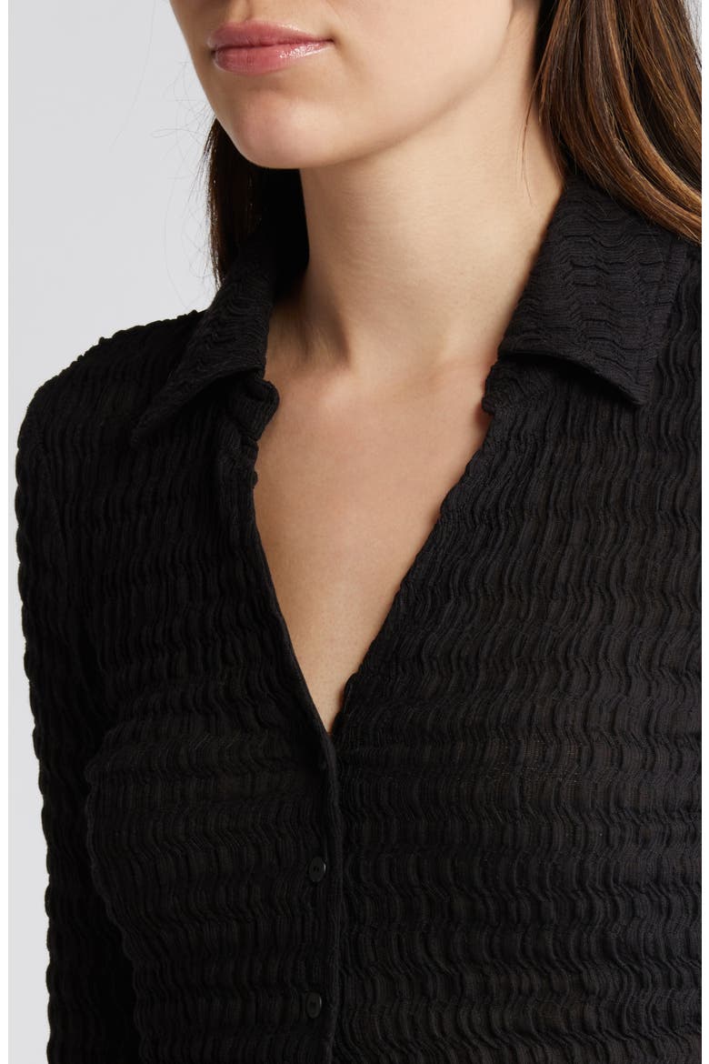 Connie Textured Weave Button-Up Shirt, Alternate, color, BLACK