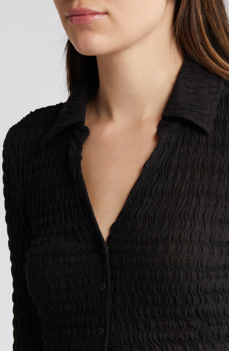 AllSaints Connie Textured Weave Button-Up Shirt, Alternate, color,