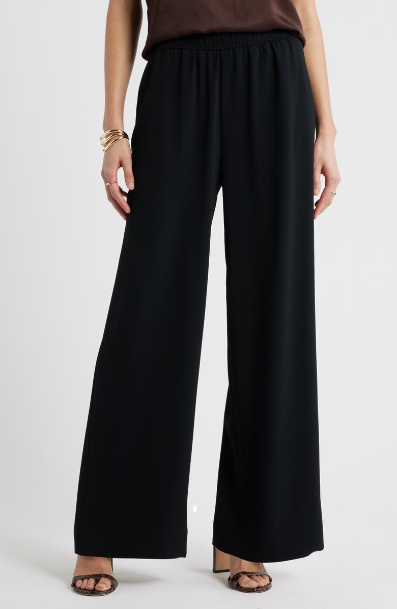 Nordstrom Pull-On Wide Leg Pants, Main, color, Black