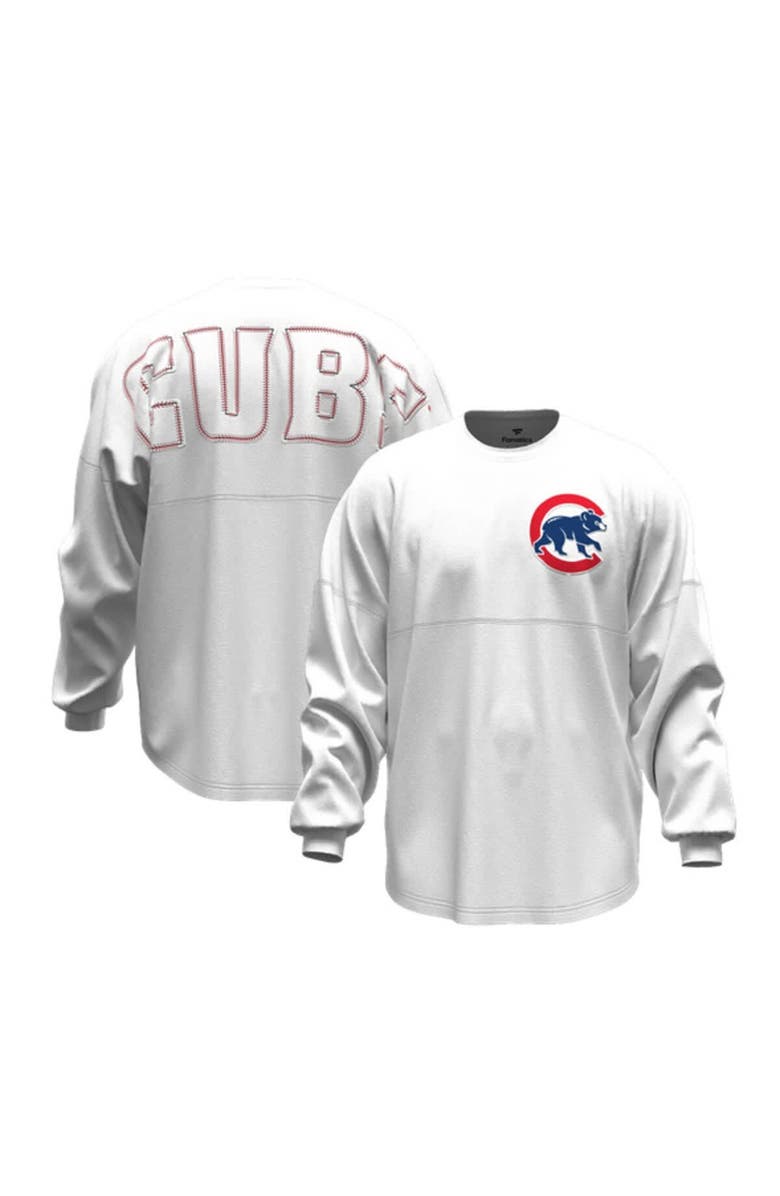FANATICS Women's Fanatics White Chicago Cubs Baseball Stitch Spirit Jersey Long Sleeve T-Shirt, Main, color, White