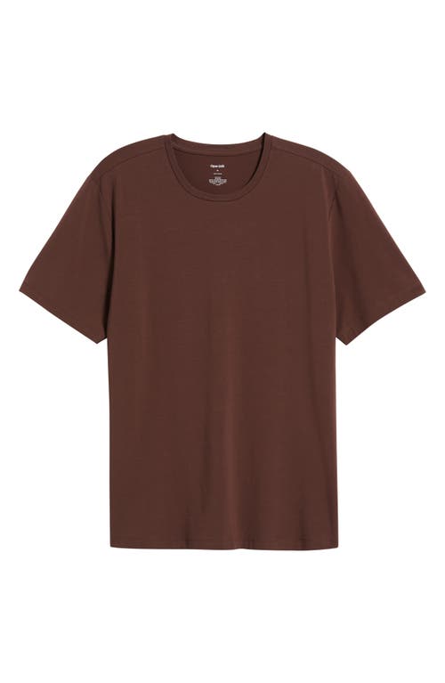 Open Edit Crewneck Stretch Cotton T-shirt In Brown