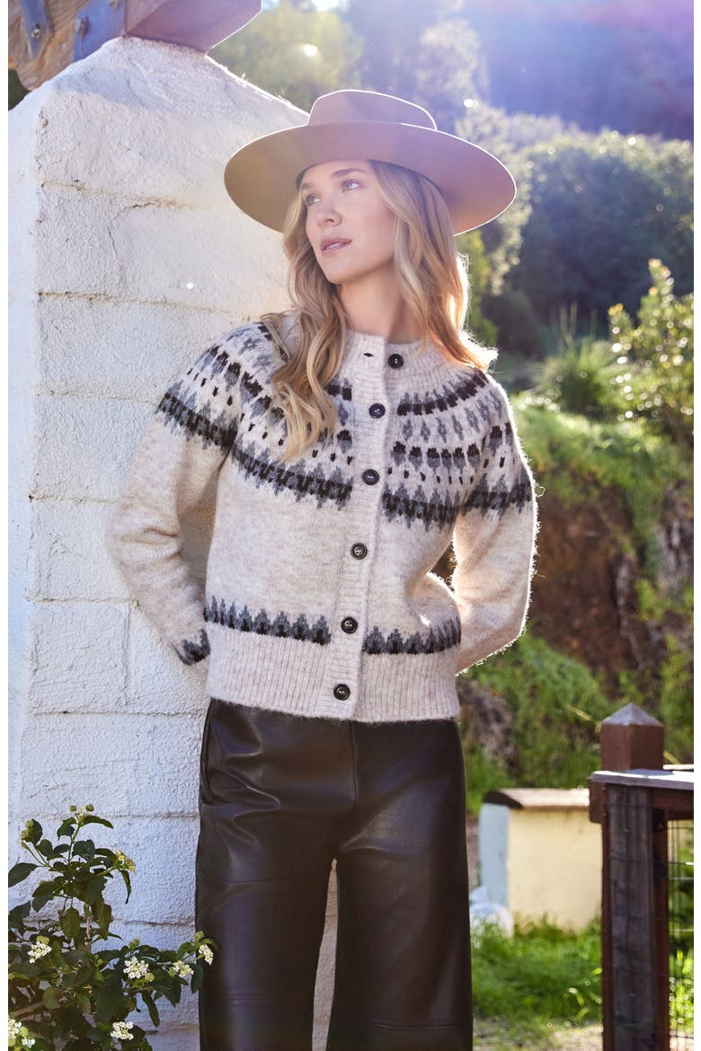 Jacquard Cardigan, Alternate, color, OATMEAL