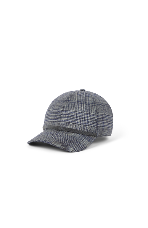 Brunello Cucinelli Prince Of Wales Check Baseball Cap In Gray