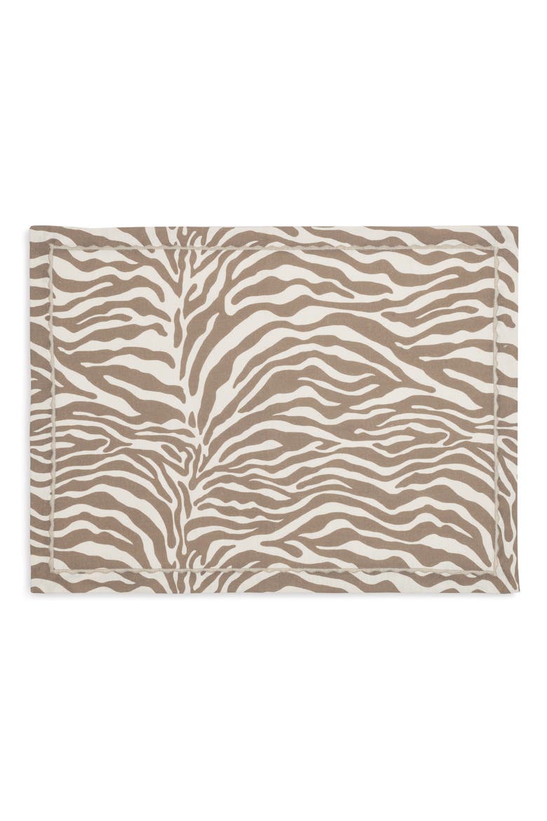 Regine Set of 4 Linen Zebra Stripe Linen Placemats, Main, color, COCONUT