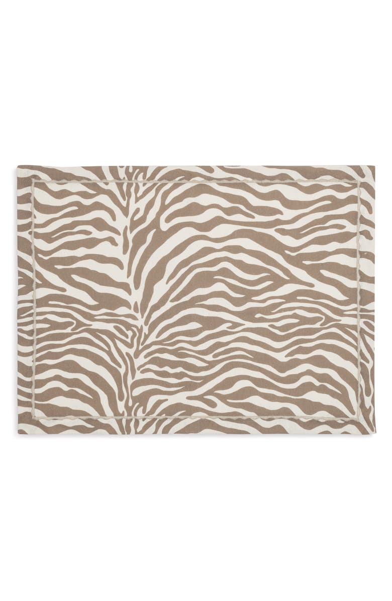 Matouk Regine Set of 4 Linen Zebra Stripe Linen Placemats, Main, color, Coconut