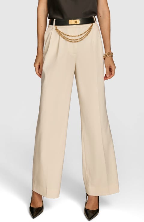 Chain Belt Wide Leg Pants