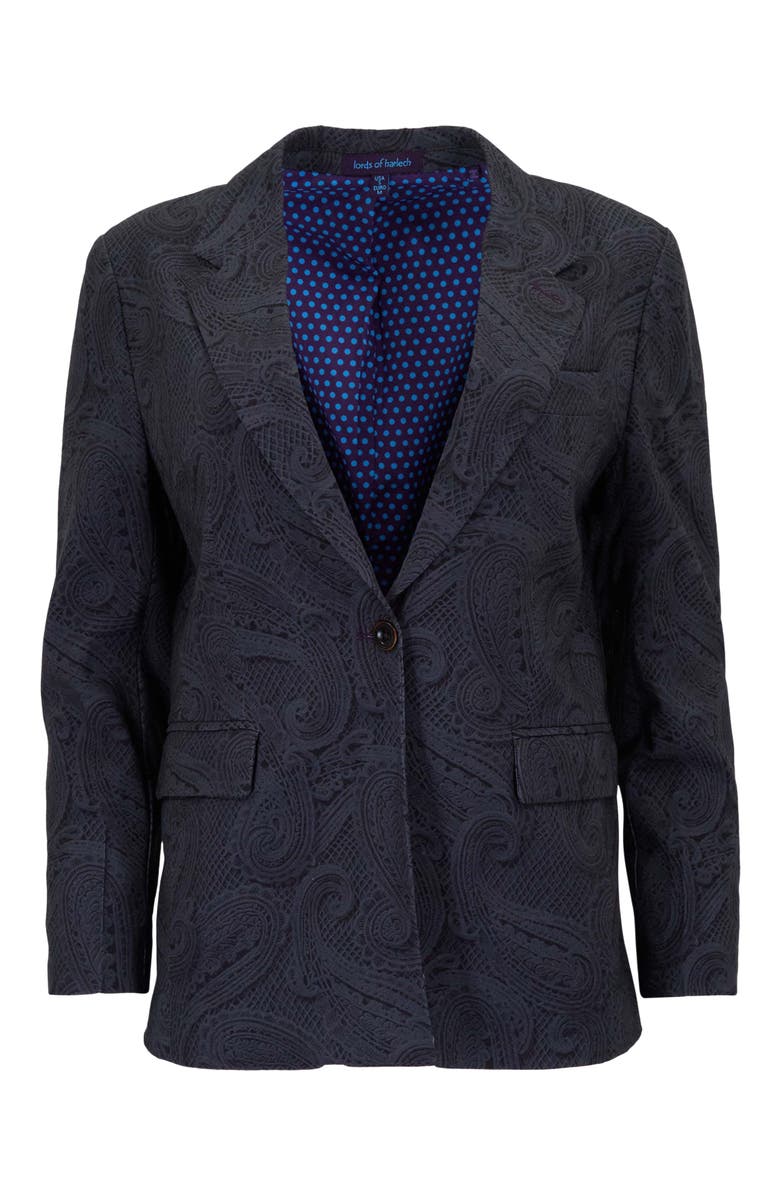 Lords of Harlech Crochet Paisley Womens Tailored Blazer, Alternate, color, Crochet Paisley Caviar