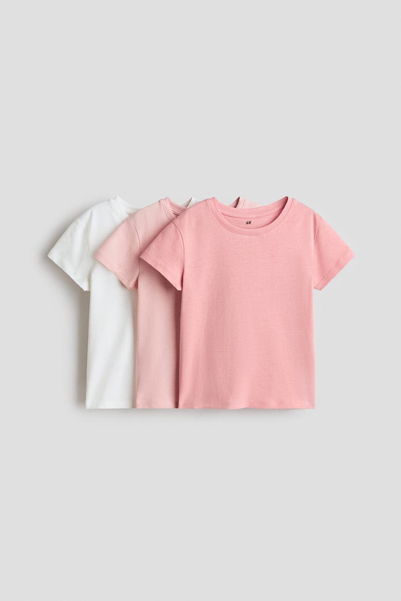 3-pack T-shirts, Main, color, Light pink/white