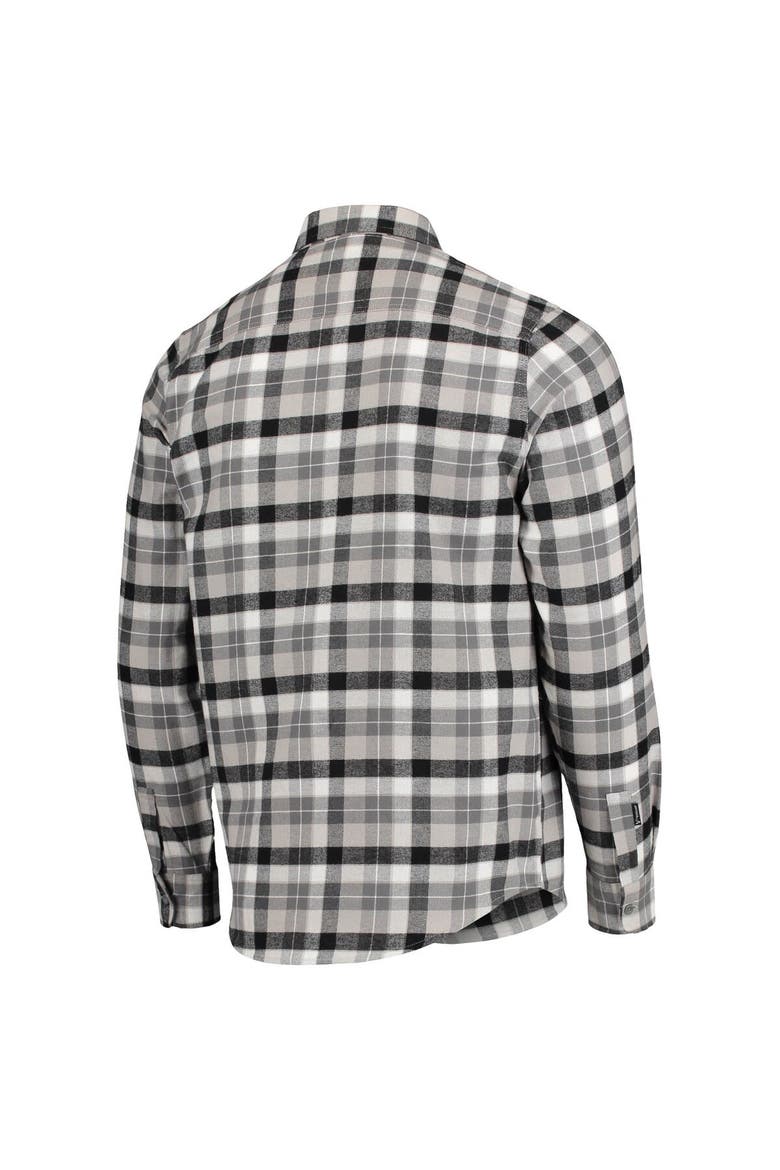 Men's Antigua Black/Gray Vegas Golden Knights Ease Plaid Button-Up Long Sleeve Shirt, Alternate, color, Black