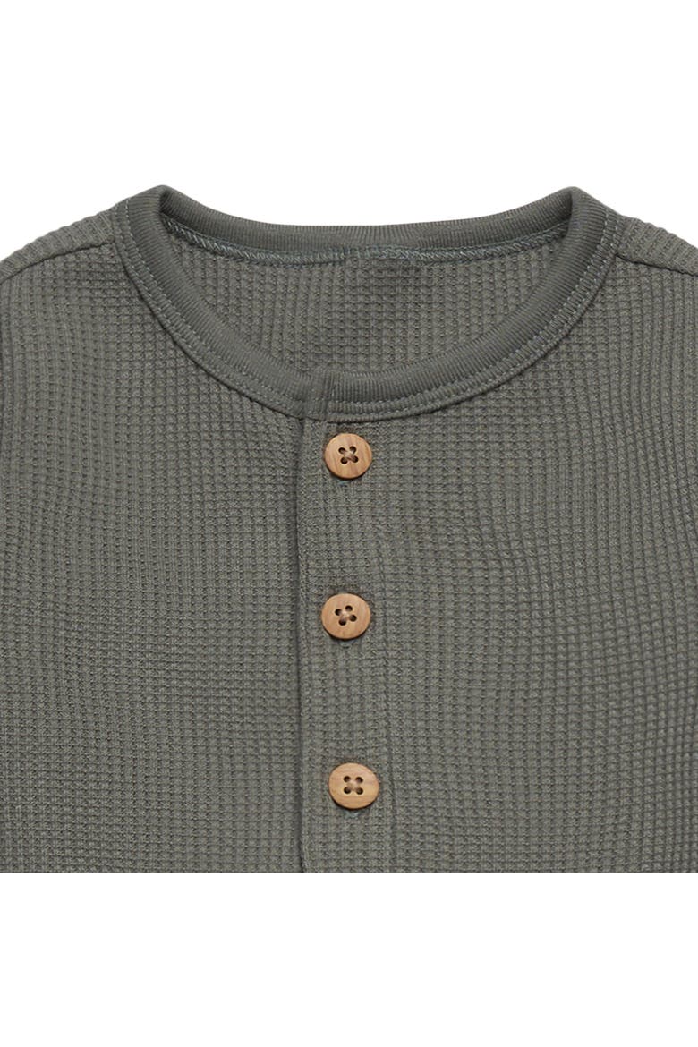 Waffle Knit Romper with Kangaroo Pocket, Alternate, color, Dark Green
