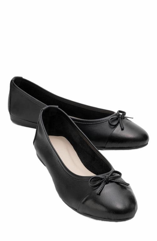 Forever & Always Shoes Rayne Cap Toe Leather Ballet Flats in Black Leather at Nordstrom, Size 9.5