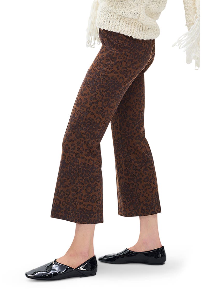 Irina Leopard Print Ponte Flare Ankle Pants, Alternate, color, LEOPARD